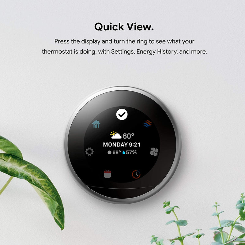 Google Nest Wi-Fi Smart Learning Thermostat (3rd Generation) - Black