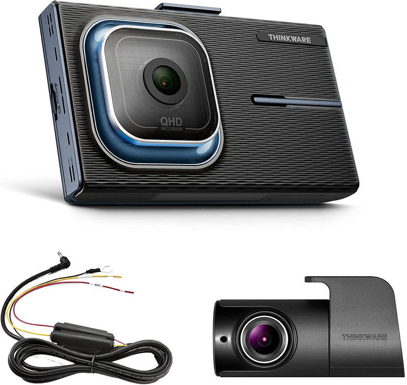 Thinkware X1000 Dual Channel Dash Cam 2K QHD 2560 x 1440 Front and Rear Cam, 156° Wide Angle Dashboard Camera Recorder with G-Sensor, Sony Sensor, Parking Mode, 3.5” LCD Touchscreen, Night Vision - Bass Electronics