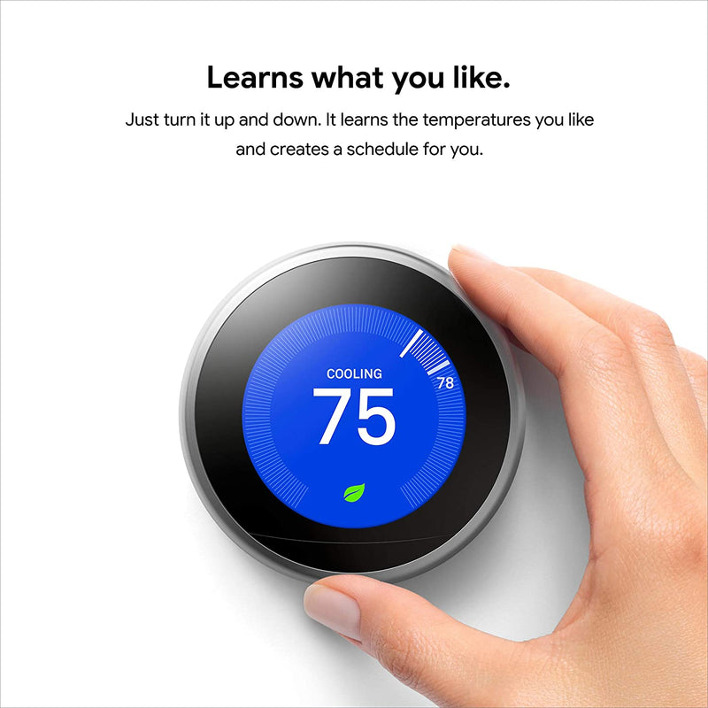 Google Nest Wi-Fi Smart Learning Thermostat (3rd Generation) - Black