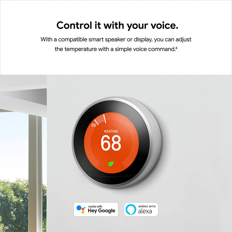 Google Nest Wi-Fi Smart Learning Thermostat (3rd Generation) - Black