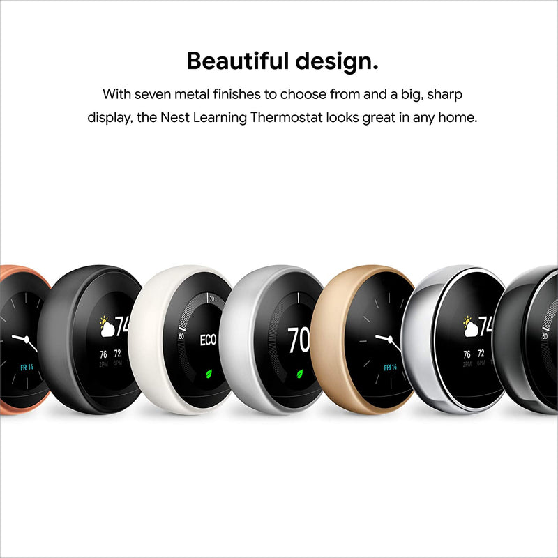 Google Nest Wi-Fi Smart Learning Thermostat (3rd Generation) - Black