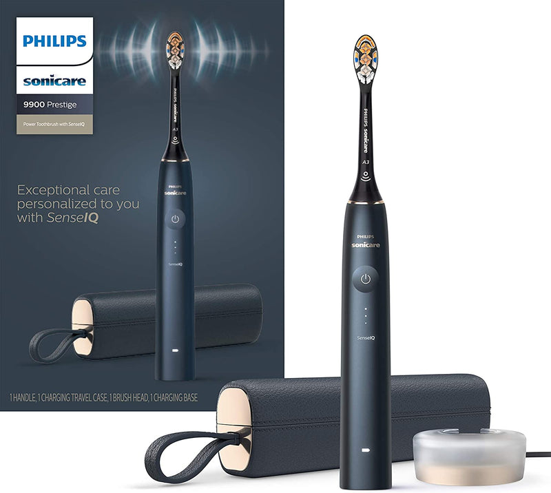 Philips Sonicare prestige 9900, Rechargeable toothbrush With Senseiq, Midnight, Hx9990/12, - Bass Electronics