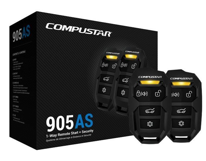 Compustar CS-905AS 1 Way 1500 Feet Range 4 Button Alarm & Starter Bundle - Bass Electronics