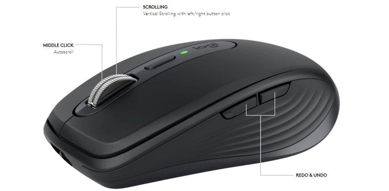 Logitech MX Anywhere 3 Wireless Compact Mouse - Black NEW