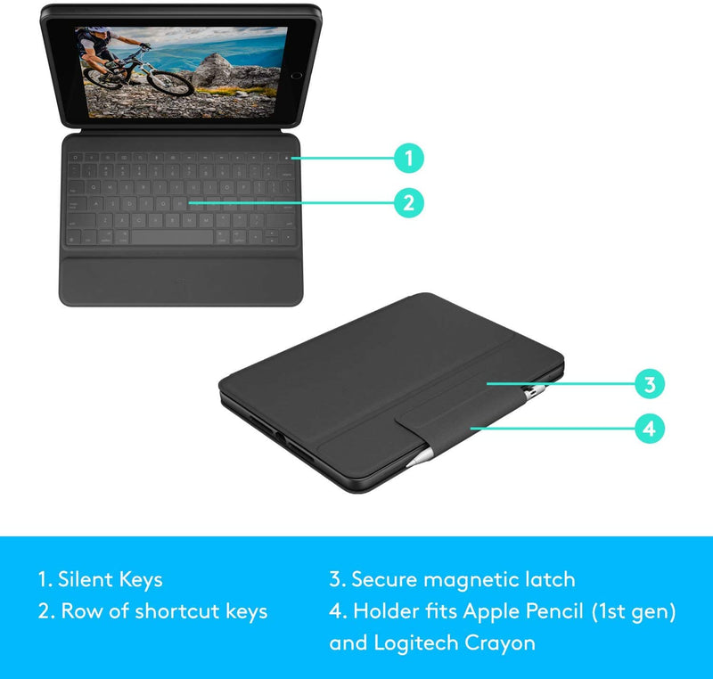 Logitech Keyboard Rugged Folio Case for iPad 10.2" - Black - Bass Electronics