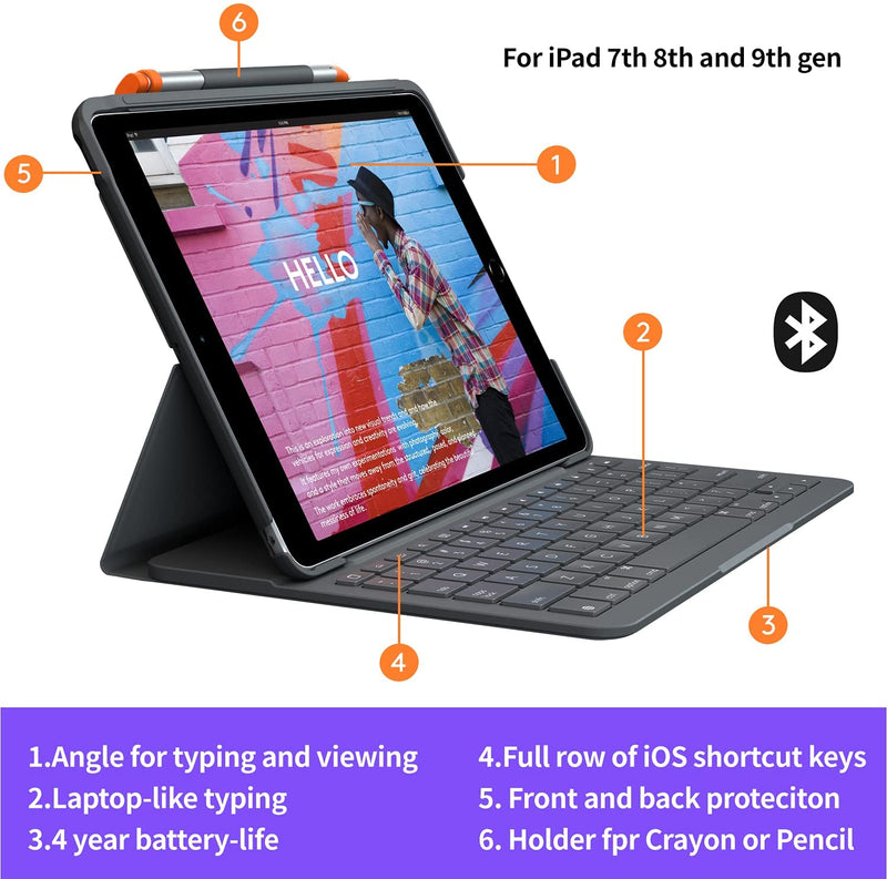 Logitech Keyboard Slim Folio Case for iPad 10.2" - Black - Bass Electronics