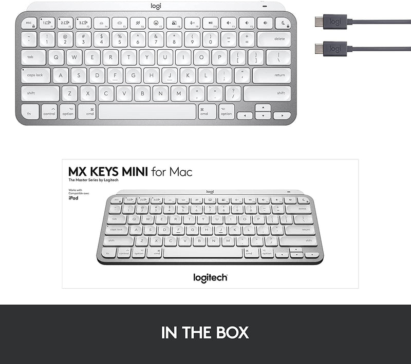 Logitech MX Keys Mini Bluetooth Backlit Ergonomic Keyboard for Mac - Pale Grey - English - Bass Electronics