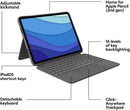 Logitech Combo Touch iPad Pro 11-inch (1st, 2nd, 3rd gen) Keyboard Case, - Oxford Gray - Bass Electronics
