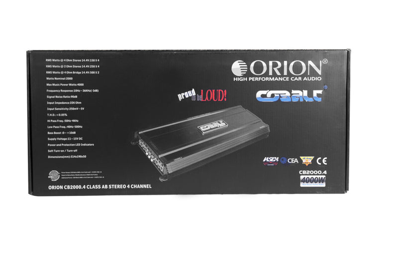 Orion CB2000.4 Cobalt Series 4 Channel Amplifier 4000 Watts