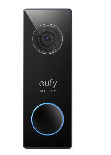 eufy Security Wired 2K Video Doorbell, w/Chime Wireless Wi-fi Compatibility Smart Video Doorbell in Black - Bass Electronics