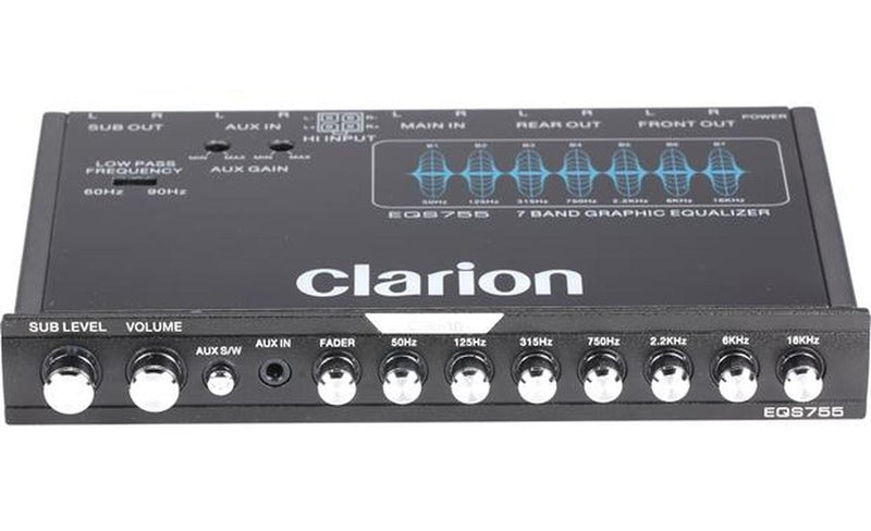 Clarion EQS755 7-Band Graphic Car Equalizer w/ Front 3.5mm Aux Input - Bass Electronics