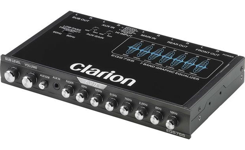 Clarion EQS755 7-Band Graphic Car Equalizer w Front 3.5mm Aux Input