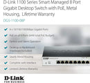 D-Link EasySmart 8 Port Gigabit Desktop Switch with PoE (DGS-1100-08P) - Bass Electronics