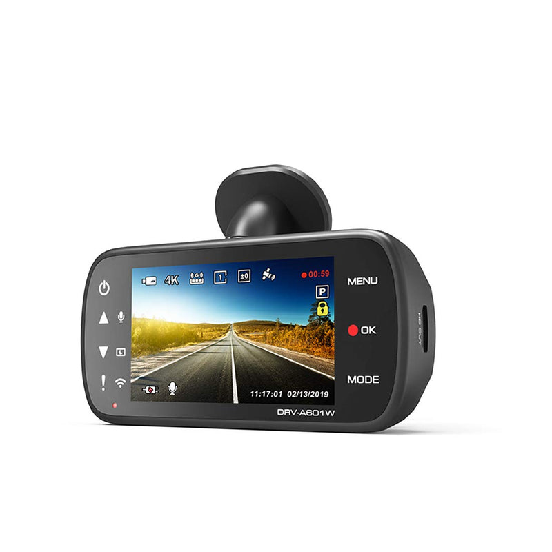 Kenwood DRV-A601WDP 4K Ultra HD dash cam with 3" display, Wi-Fi, and GPS — includes rear-view cam - Bass Electronics