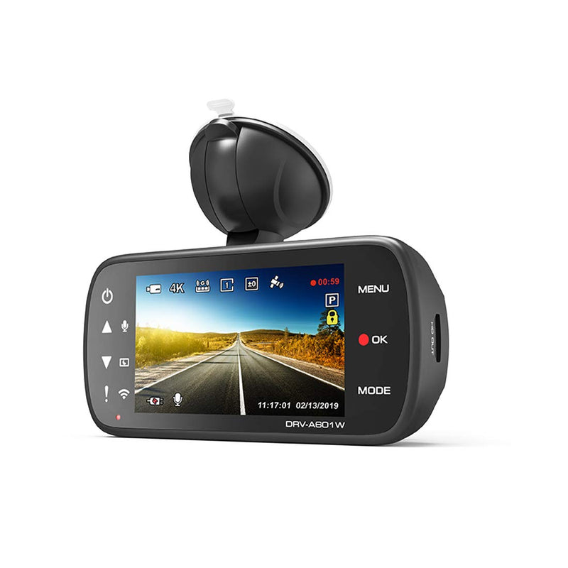 Kenwood DRV-A601WDP 4K Ultra HD dash cam with 3" display, Wi-Fi, and GPS — includes rear-view cam - Bass Electronics