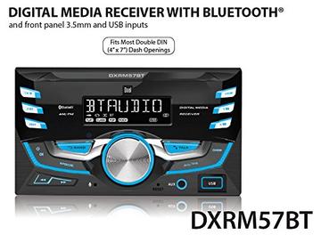 DUAL DXRM57BT Double-DIN In-Dash Mechless AM/FM Receiver with Bluetooth(R)