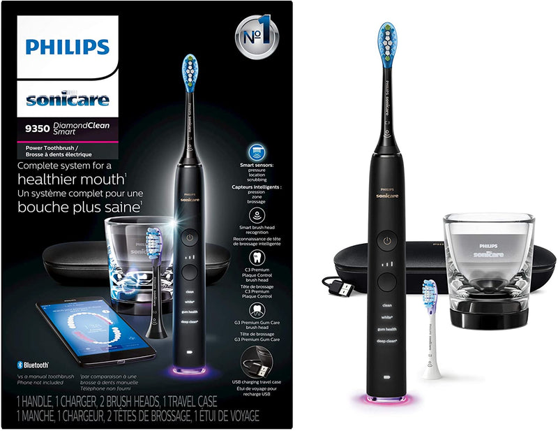 Philips Sonicare Diamondclean Smart 9350 Rechargeable Electric Toothbrush With Bluetooth Connectivity & Travel Case, Black, Hx9902/66 - Bass Electronics