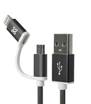 2 In 1 Micro and IPhone Charger Black - Bass Electronics