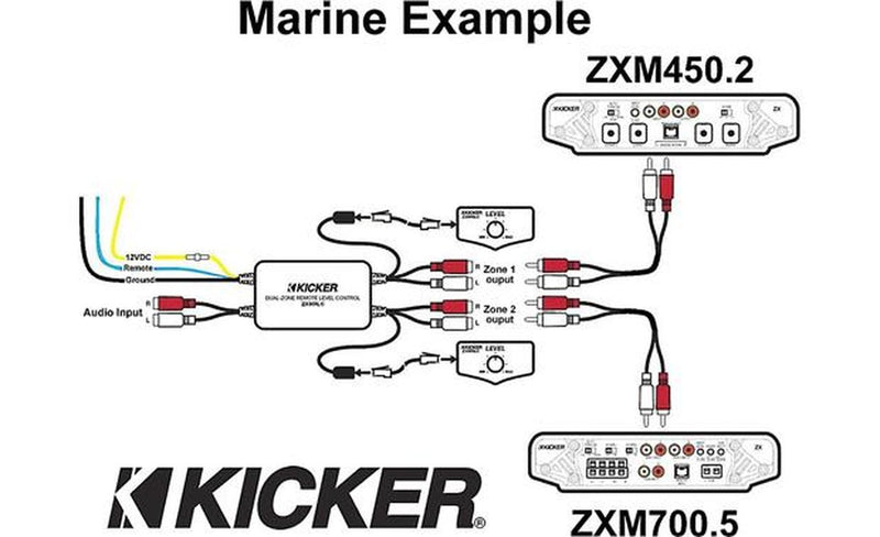 Kicker 10ZXMRLC Marine Dual-zone Level Control for a single audio source - Bass Electronics