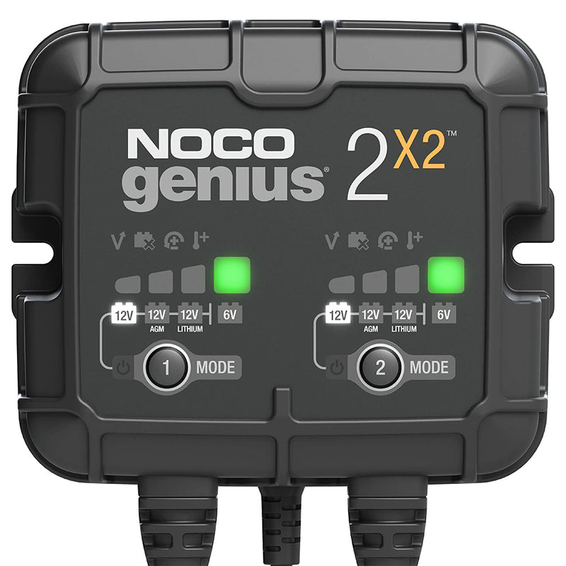 NOCO GENIUS2X2 Smart Battery Charger/Maintainer/Desulfator, 2-Bank, 4-Amp, 6V/12V - Bass Electronics