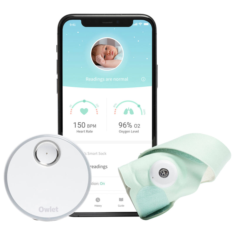 Owlet Smart Sock 3 Heart Rate/Oxygen Baby Monitor (OWL-BM06NNBBYG) - Mint - Bass Electronics