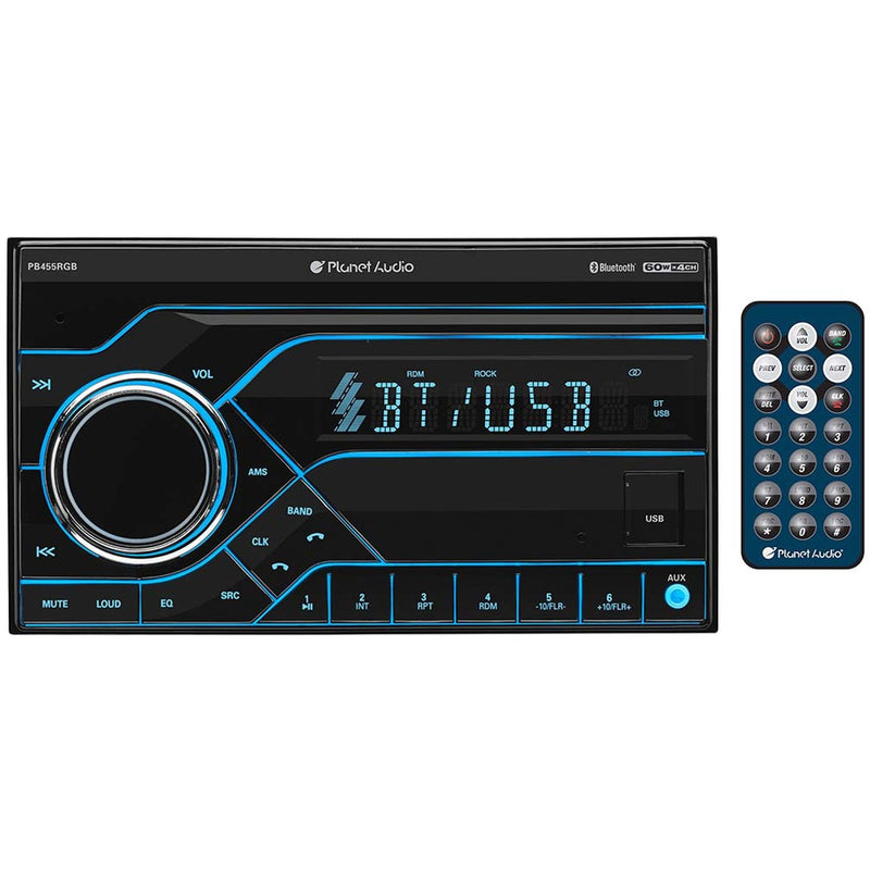 Planet Double Din Digital Media Receiver AM/FM Bluetooth USB Front Aux - Bass Electronics