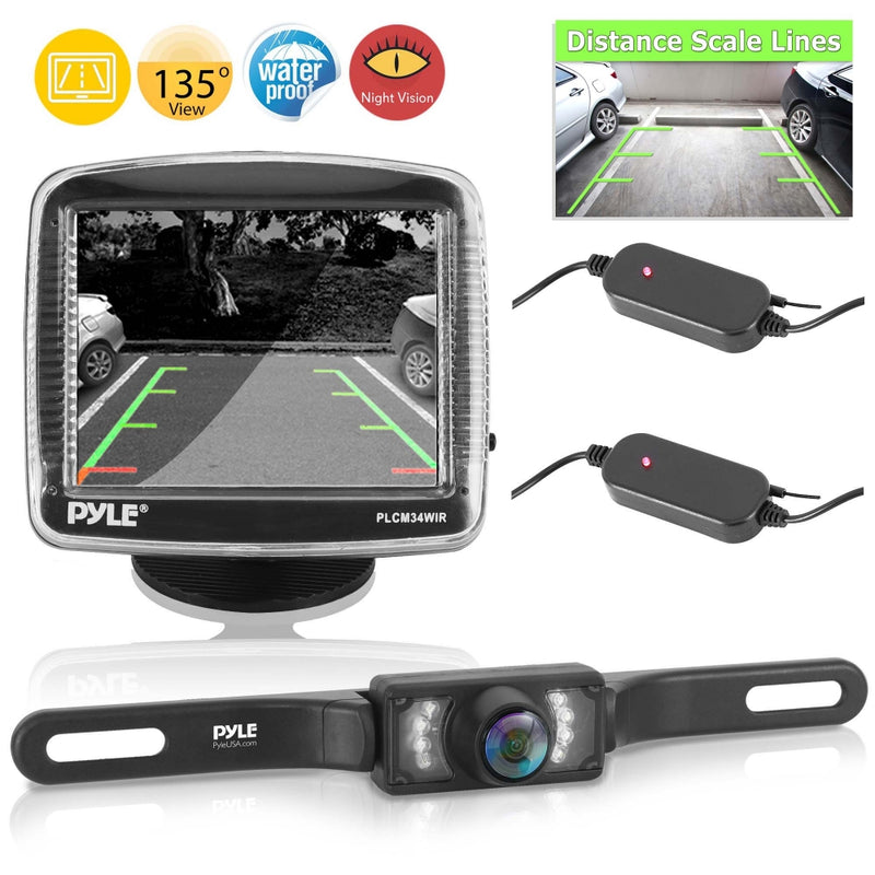 Pyle PLCM34WIR Backup wireless Rear View Camera & Monitor Video System
