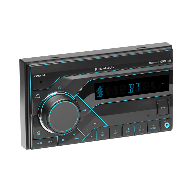 Planet Audio PM40RGB Double Din Car Stereo Bluetooth AM/FM Radio USB w/ Remote - Bass Electronics