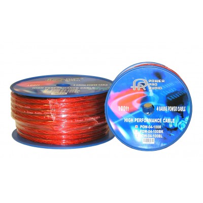 Power Pro Audio POW-04-100R 4GA Flexible Power Wire CCA, Red Sold By F
