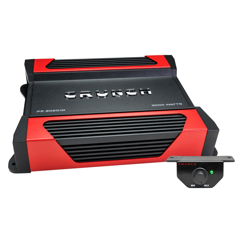 Crunch PZ-3020.1D 3000W Max (1500W RMS) Powerzone Series 1-ohm Stable Monoblock Amplifier w/ Bass Knob Included - Bass Electronics