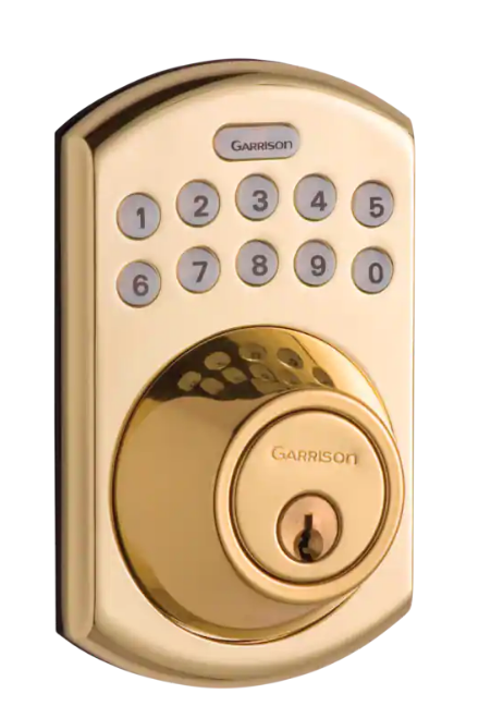 Garrison Electronic Deadbolt Door Lock, Brass - Bass Electronics