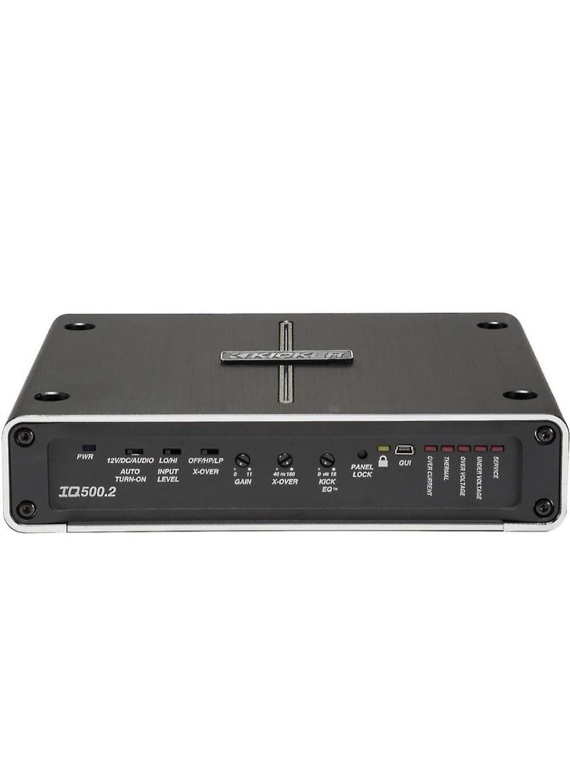 Kicker 42IQ500.2

Q-Class 2-channel car amplifier with digital signal processing — 125 watts RMS x 2 - Bass Electronics