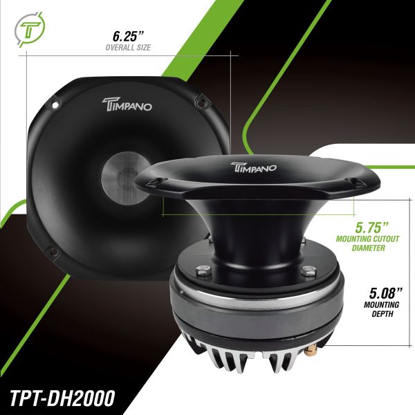 Timpano TPT-DH2000 2″ Exit Aluminum Horn + Ferrite Driver