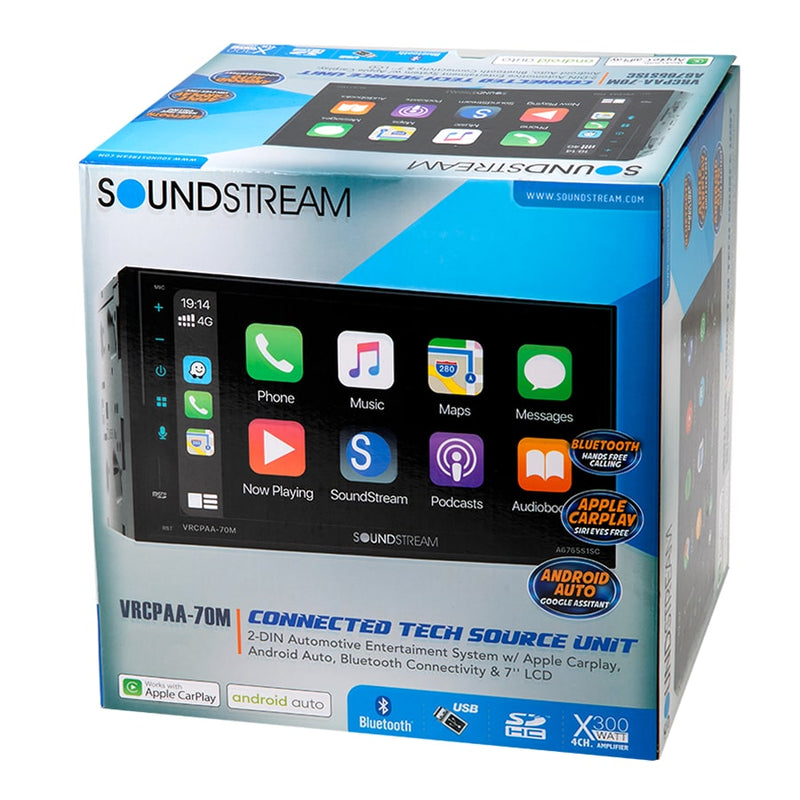 Soundstream VRCPAA-70M 7″ Touchscreen Mechless Multimedia W/ Apple CarPlay® & Android Auto® - Bass Electronics