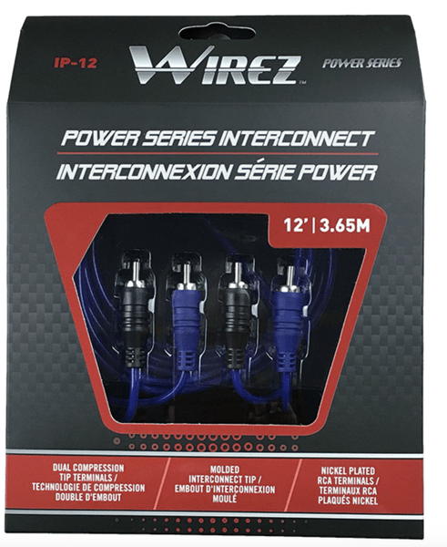 Wirez IP-12 Power Series RCA Cable - 12ft - Bass Electronics