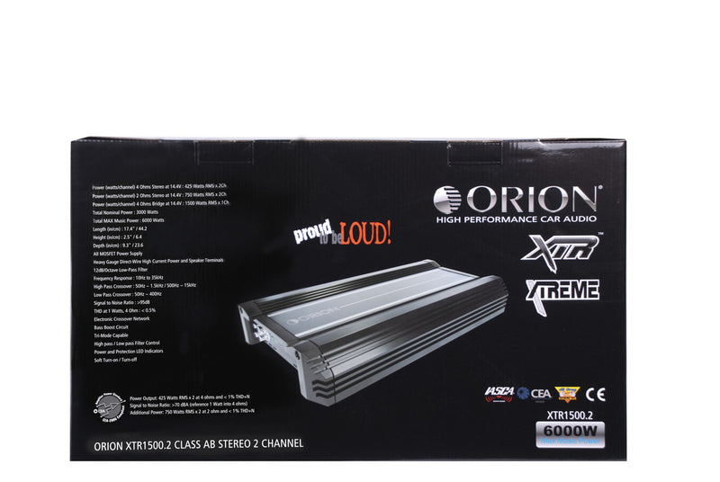 ORION XTR XTR1500.2, 2 CHANNEL AMPLIFIER 1500 WATTS RMS W/X-OVER - Bass Electronics