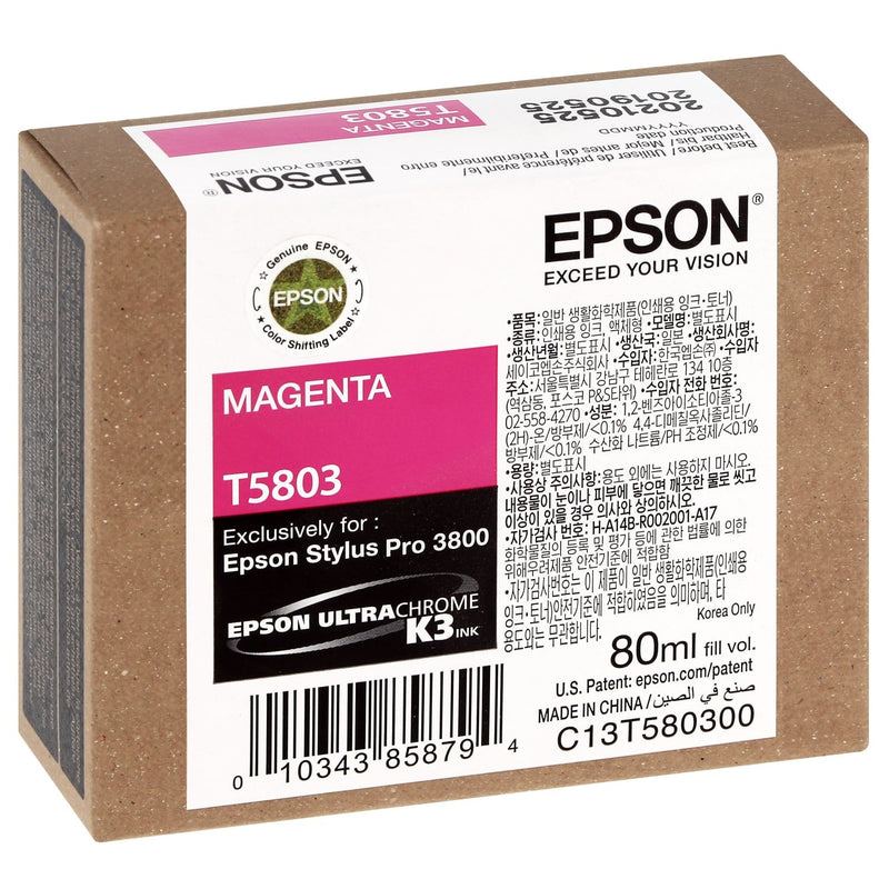 Epson T5803 UltraChrome K3 Magenta Cartridge Ink - Bass Electronics