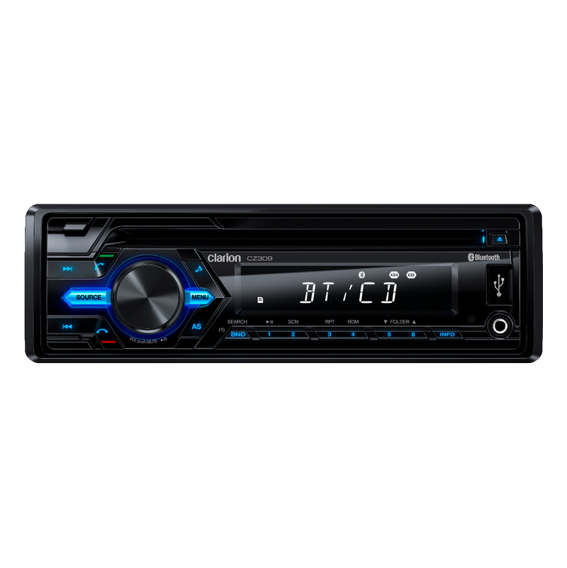 Clarion CZ309A Bluetooth/CD/USB/SD/MP3/WMA Receiver Blue Illumination