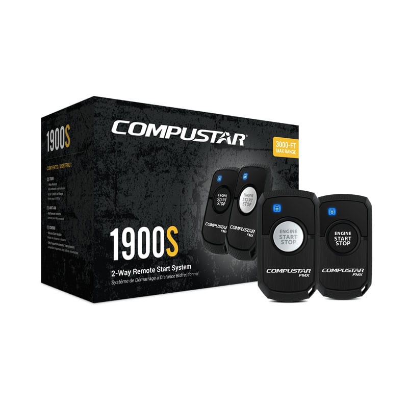 Compustar CS1900-S 2-Way Remote Start System w/ 1 Button Remote and 1-Button Sidekick Remote - Bass Electronics