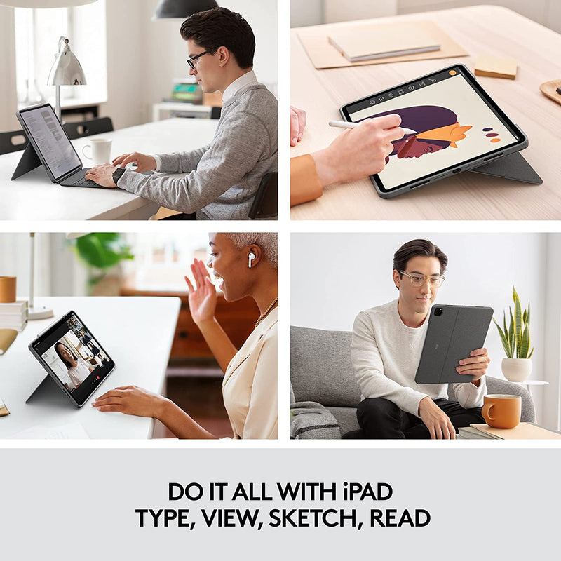 Logitech Combo Touch iPad Pro 12.9-inch (5th gen - 2021) Keyboard Case - Oxford Gray - Bass Electronics