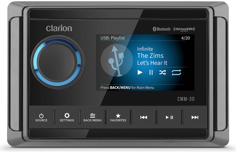 Clarion CMM-30 Marine digital media receiver with 3" LCD (does not play CDs)