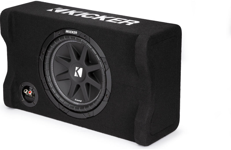 Kicker 48CDF104 Comp Series sealed down-firing enclosure with 10" 4-ohm subwoofer