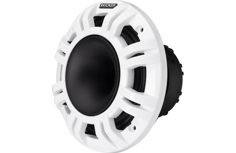 Kicker 48KMXL84 8" marine speakers with white and grey grilles