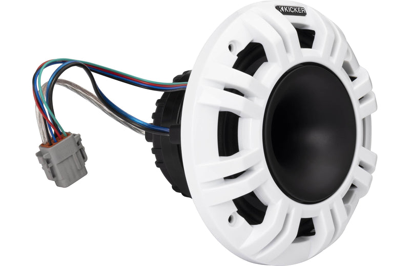 Kicker 48KMXL84 8" marine speakers with white and grey grilles