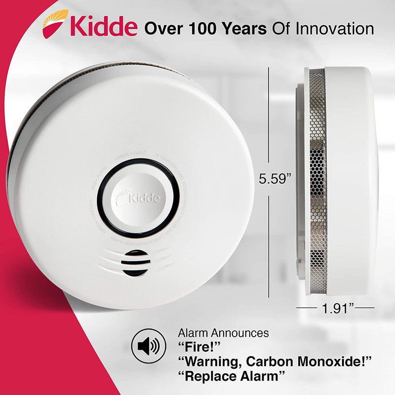 Kidde 120 V AC Wireless Talking Smoke & Carbon Monoxide Alarm with 10-Year Sealed Battery Backup P4010ACSCO-WCA - Bass Electronics