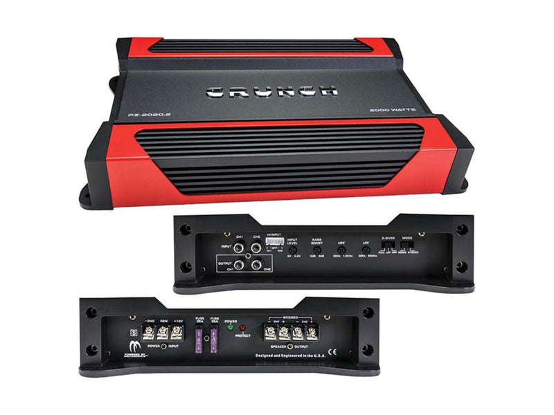 Crunch PZ-2020.2 (PZ-2020.2) 2000W Max Powerzone Series 2 ohm Stable 2 Channel Class-A/B Amplifier - Bass Electronics