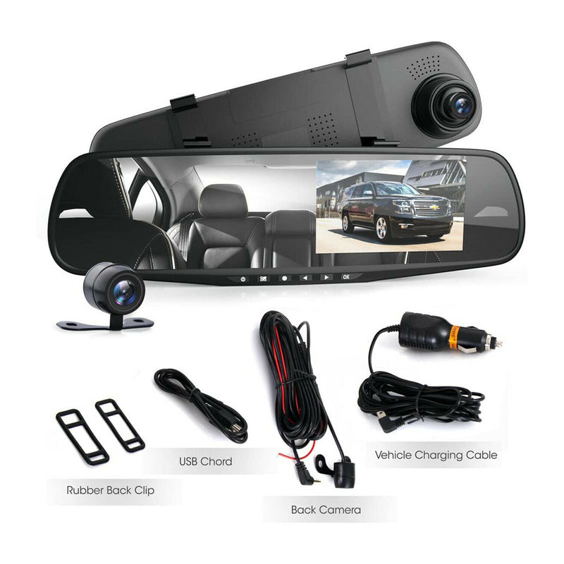 Pyle PLCMDVR49 HD 1080p DVR Rearview Mirror Dash Cam Kit - Bass Electronics