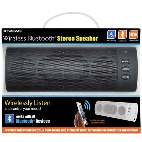 Wireless Bluetooth Speaker with Microphone Stereo Black (vf) - Bass Electronics