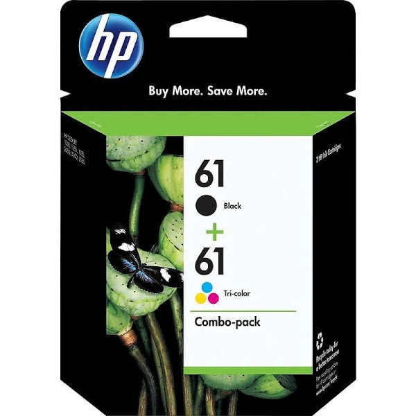 HP 61 Black & Tri-color Original Ink Cartridges - 2 Pack (CR259FN) - Bass Electronics