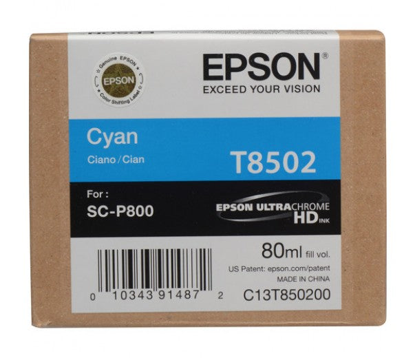 Epson T8502 Ultra Chrome Photo Cyan Ink Cartridge - Bass Electronics